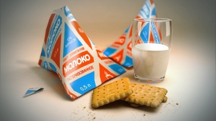 Молоко в СССР в треугольных пакетах