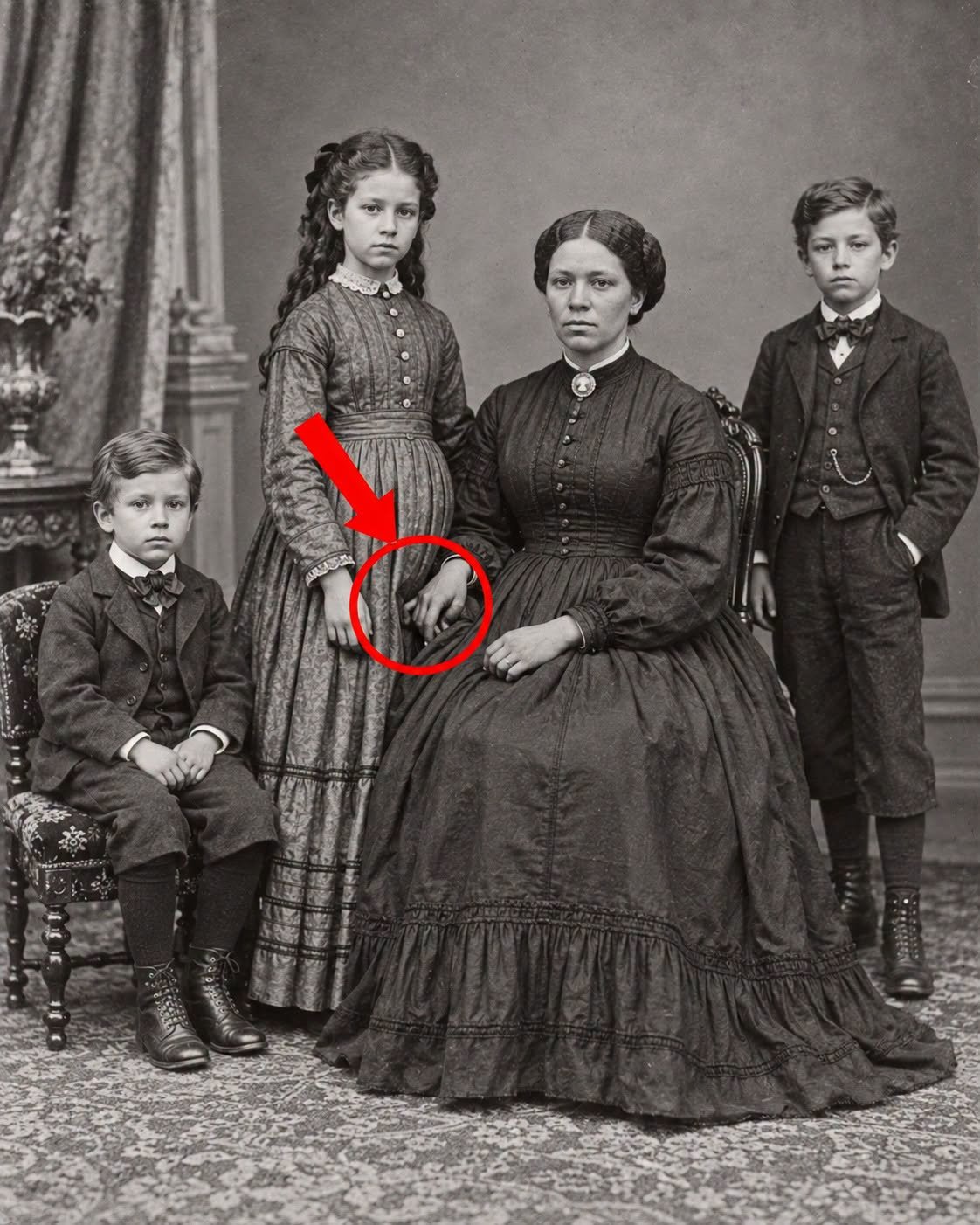 Семейное фото 1872 года напугало интернет: присмотритесь к руке девочки — эту странную деталь никто не замечал 150 лет!