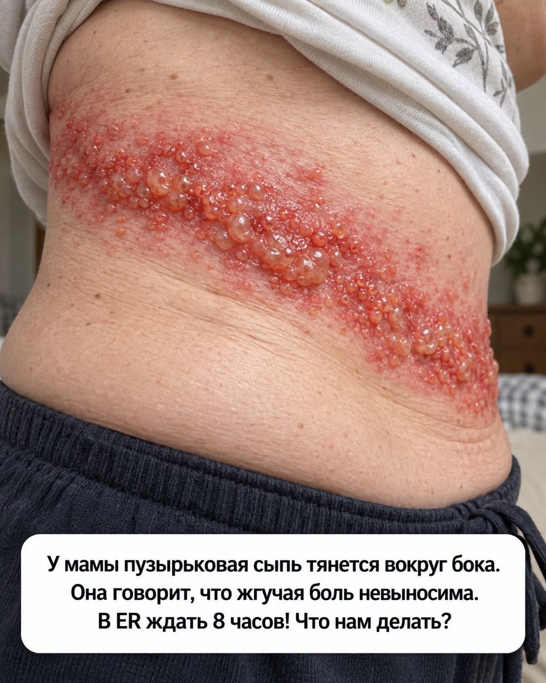 Пузырьки на коже и жжение с одной стороны тела: опасный симптом, который нельзя игнорировать